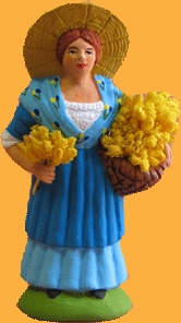 Femme aux fleurs jaune  8à9cm